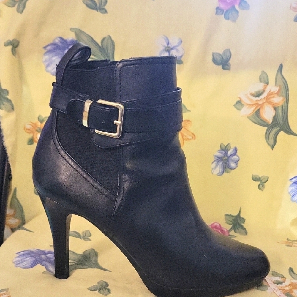 Black Ankle Boots with Buckle & Side Zipper - Alfani Step N Flex